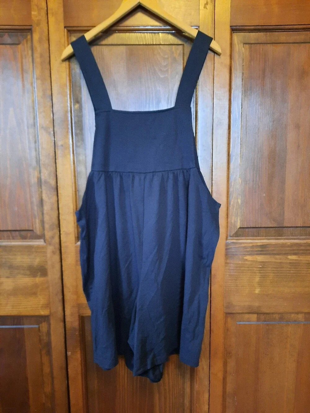 Vintage 90s Duo Maternity Cotton Blend Black Short Overalls Size 1X